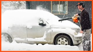 How To Remove Snow With A Leaf Blower [upl. by Tailor]