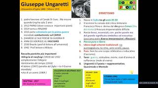 📗 GIUSEPPE UNGARETTI vita opere  ERMETISMO semplice x MEDIE [upl. by Dadivitan883]