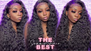 34” Loose Deep Wave Frontal Wig Install  Wiggins Hair [upl. by Allard]