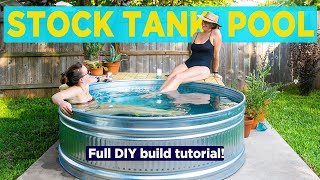 Stock Tank Pool DIY Easy Backyard Plunge Pool  How To Build [upl. by Barbie]