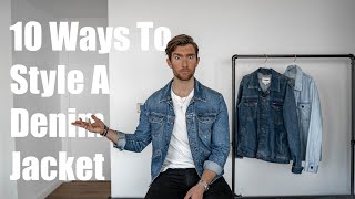 10 Ways To Style A Denim Jacket  Mens Fashion 2021 [upl. by Aisatnaf261]