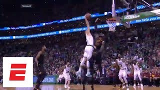 Jayson Tatums posterizing dunk on LeBron James Angles and reactions from around the world  ESPN [upl. by Holms]