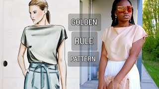 Golden Rule Pattern SIMPLE BLOUSE sew along  How to use Lutterloh pattern [upl. by Aker]