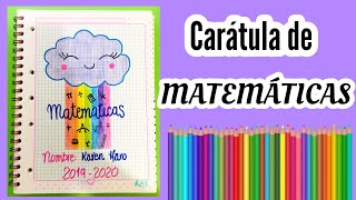 Carátula para MATEMÁTICAS  Portada fácil y bonita [upl. by Seidule410]