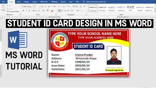 Ms Word Tutorial  How to make Student Id Card Design in Ms word  Hindi [upl. by Baptista838]