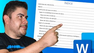 CÓMO CREAR ÍNDICE AUTOMÁTICO PARA TESIS O PROYECTOS EN WORD Tabla de contenido [upl. by Euh]