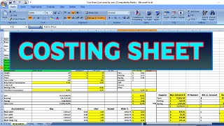 Garments Costing Sheet in Excel  Episode 41 [upl. by Eelta]