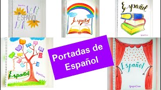 Portadas para cuadernos de español  fáciles y bonitas [upl. by Det337]