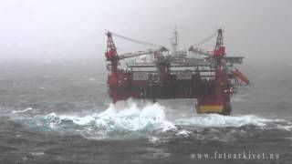 Accommodation platform Floatel Superior in Storm in the North Sea [upl. by Neeloj]