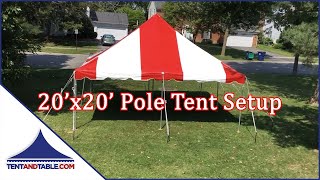 How to Setup a 20x20 Pole Tent  Party Pole Tent Assembly [upl. by Tamer]