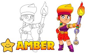 How To Draw AMBER 🔥  Brawl Stars  New Brawler [upl. by Annaohj]