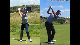 Justin Thomas golf swing  Long Iron faceon amp downtheline July 2017 [upl. by Dustman]