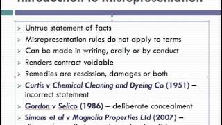 Misrepresentation Lecture 1 of 4 [upl. by Valida237]