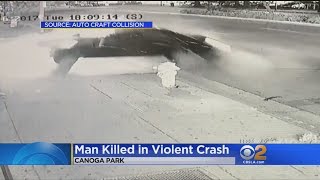 Violent Fatal Crash In Canoga Park Caught On Video [upl. by Lotsirhc]