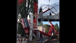 Crane accident Spierings mobiele torenkraan omgevallen in Haarlem [upl. by Inafets780]