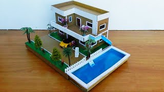 Realistic Cardboard House with Swimming Pool 111  Easy Crafts Ideas [upl. by Hannon]