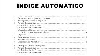 Índice automático en word [upl. by Naillil]